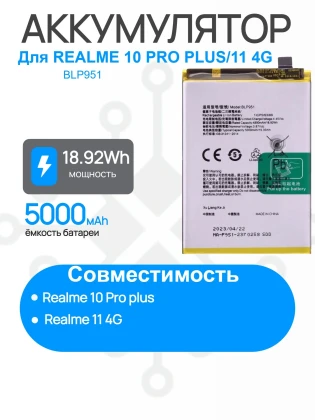 Аккумулятор для REALME 10 Pro Plus 5G / 11 4G (BLP951) Premium