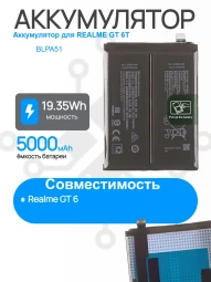 Аккумулятор для REALME GT 6T (RMX3853) / GT 6 (RMX3851) (BLPA51) Premium